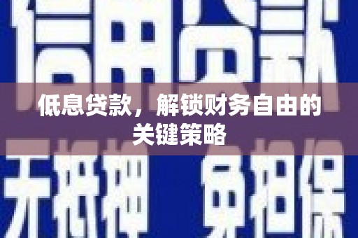 稻城低息贷款，解锁财务自由的关键策略