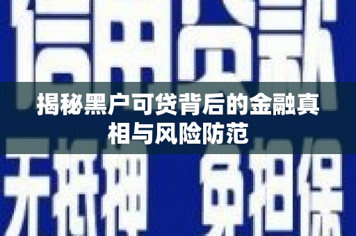 稻城揭秘黑户可贷背后的金融真相与风险防范