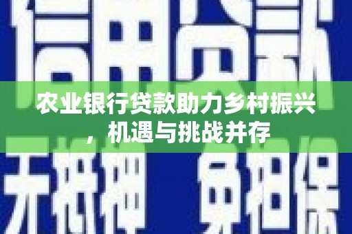 稻城农业银行贷款助力乡村振兴，机遇与挑战并存
